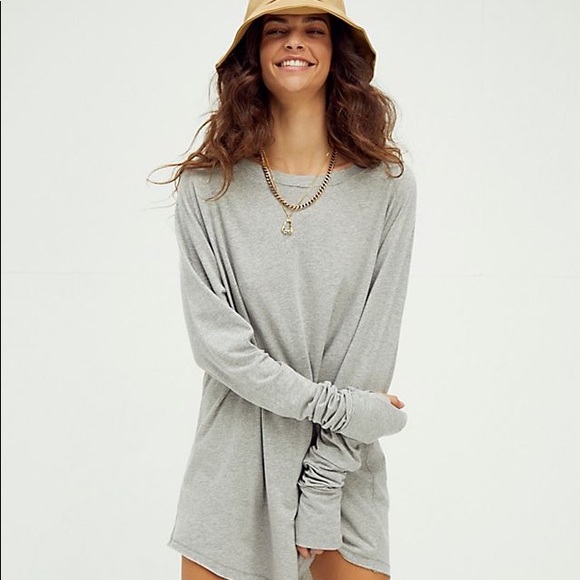 NWT Free People We The Free Arden Tee - Grey - Picture 9 of 9